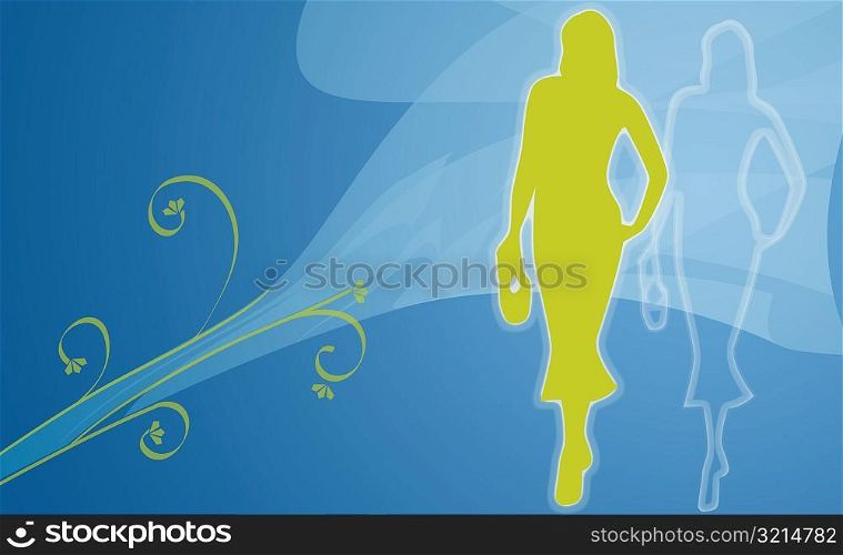 Silhouette of a woman walking