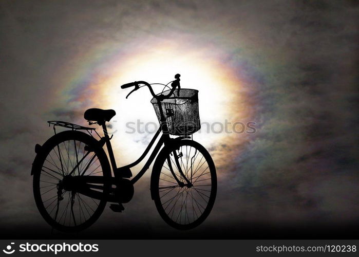 silhouette of bicycle on beautiful background 