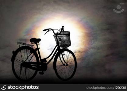 silhouette of bicycle on beautiful background 