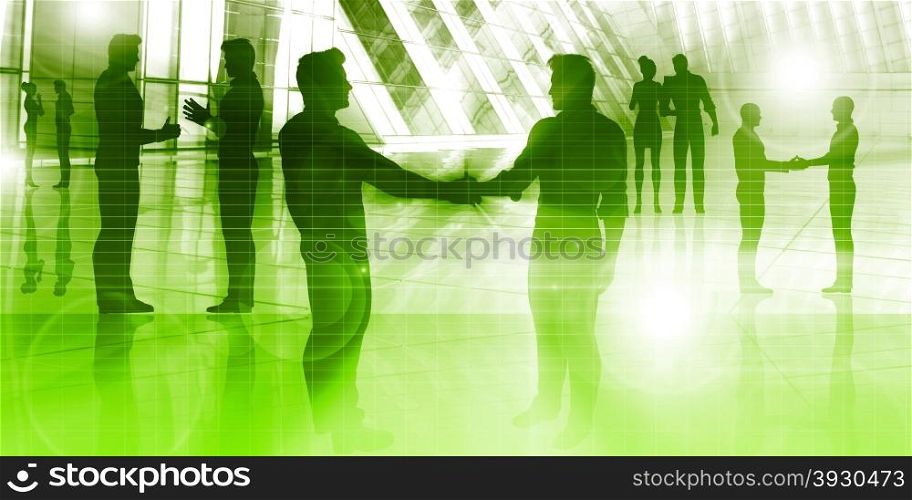 Silhouette of Business People in an Office Building Concept. Systems Development