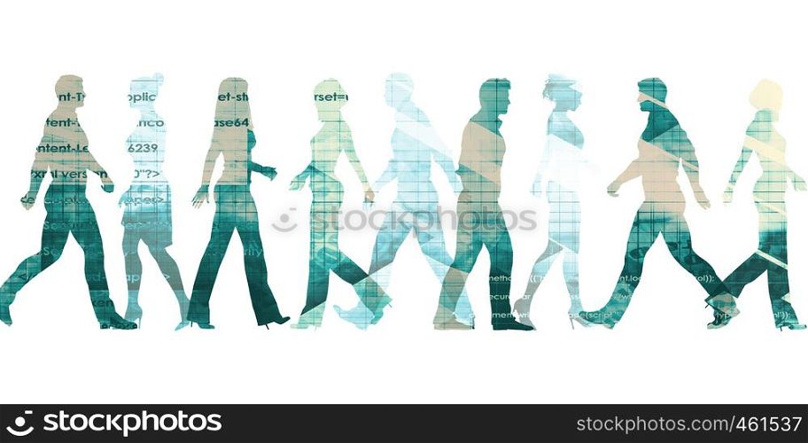Silhouette of Business People Working on Background. Silhouette of Business People Working