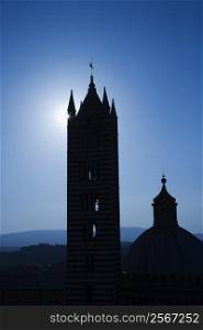 Silhouette of Cathedral of Siena, Italy.
