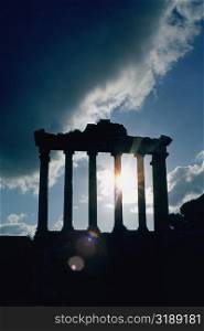 Silhouette of columns, Roman Forum, Rome, Italy