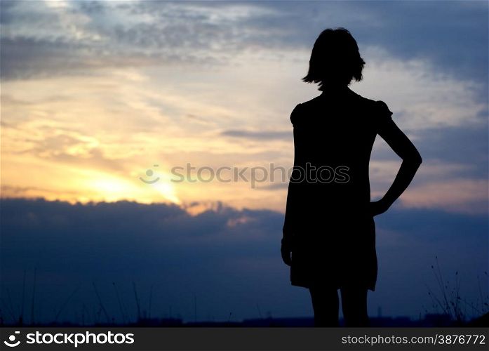 Silhouette of girl. Element of design.