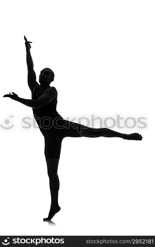 silhouette of male dancer isolated on white