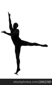 silhouette of male dancer isolated on white