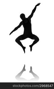 silhouette of male dancer isolated on white