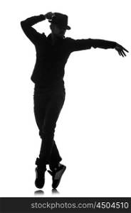 silhouette of male dancer isolated on white