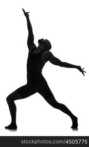 silhouette of male dancer isolated on white