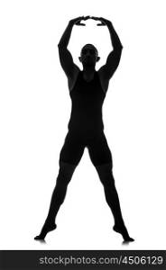 silhouette of male dancer isolated on white