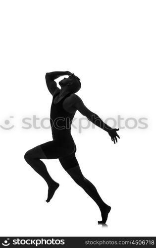 silhouette of male dancer isolated on white