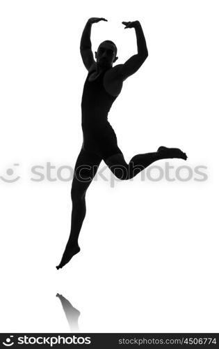 silhouette of male dancer isolated on white