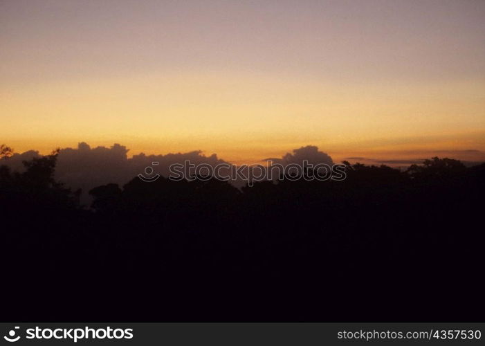 Silhouette of mountains at dusk, Costa Rica