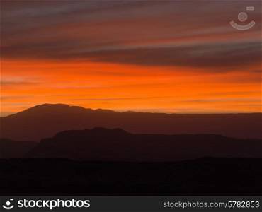 Silhouette of mountains at sunset, Death Valley, San Pedro de Atacama, El Loa Province, Antofagasta Region, Chile