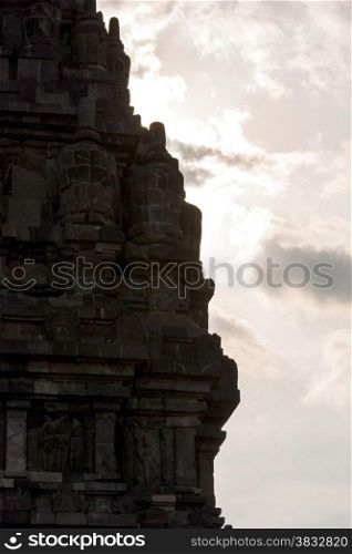 Silhouette of Prambanan temple, Java, Indonesia