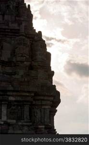 Silhouette of Prambanan temple, Java, Indonesia