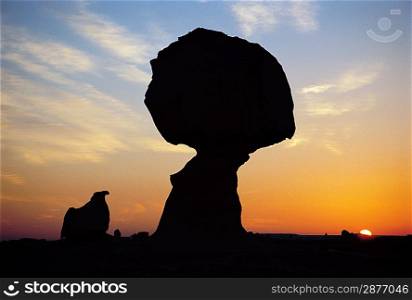 Silhouette of Rock at Sunset