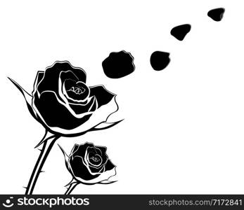 silhouette of rose flower on a white background vector illustration. silhouette of rose flower on a white background