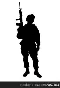 Silhouette of US soldier with rifle