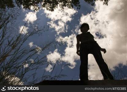 Silhouette of woman standing in Fuente Vaqueros, Spain,