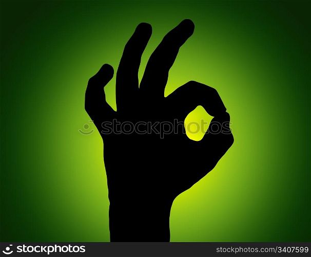 SilhouetteAll Fine Hand on Green Colored Background