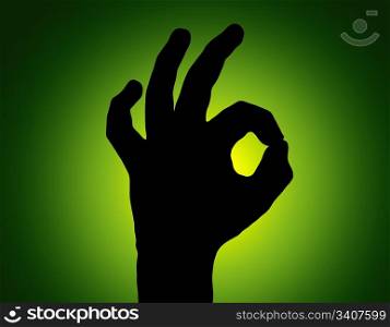SilhouetteAll Fine Hand on Green Colored Background
