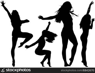 Silhouetted Dancing Young Woman
