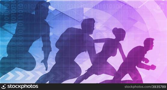 Silhouettes of Business People with Teamwork Concept. Successful Business