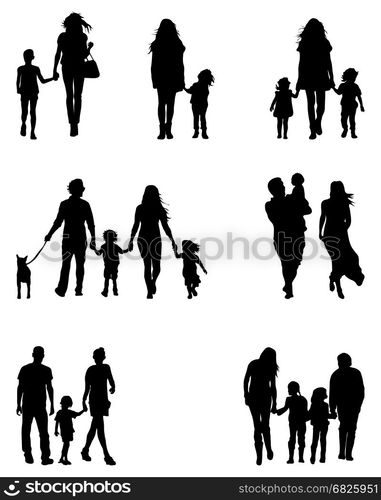 silhouettes of families