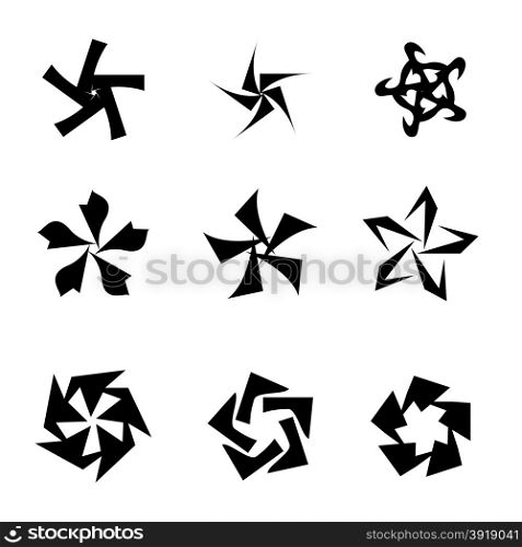 Silhouettes of Geometric Elements Isolated on White Background. Elements