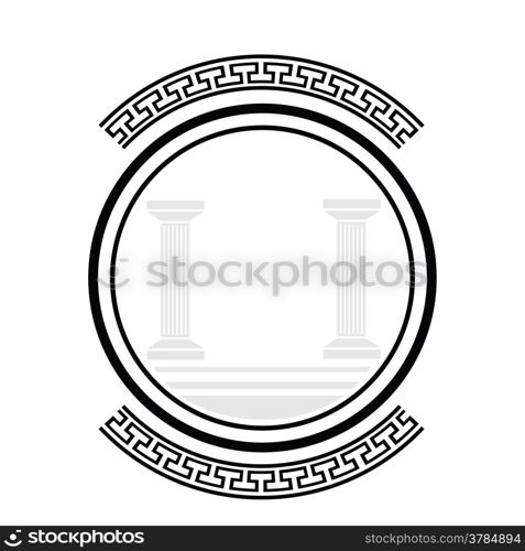 silhouettes of old columns on a white background