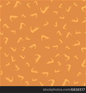 Silhouettes of Shrimps Seamless Pattern on Orange Background. Exquisite Sea Food.. Silhouettes of Shrimps Seamless Pattern