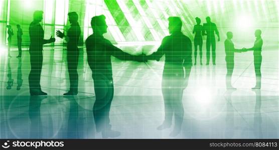 Silhouettes of Two Businessman Shaking Hands Art. Global Currency Service