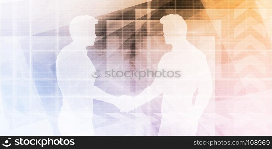 Silhouettes of Two Businessman Shaking Hands Art. Silhouettes of Two Businessman Shaking Hands