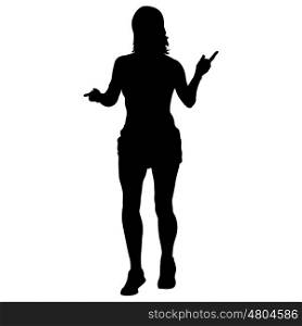 Silhouettes. Runners on sprint women vector illustration.
