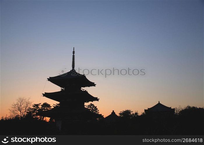 Silhoutte of a japanesse temple