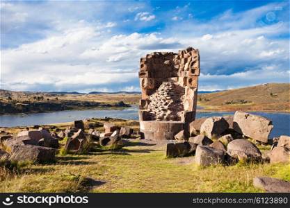 Sillustani is a pre-Incan burial ground on the shores of Lake Umayo near Puno in Peru