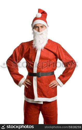 silly santa claus isolated on white background
