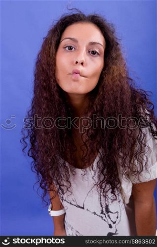silly young beautiful woman close up portrait