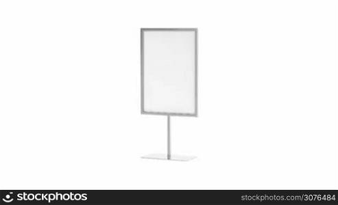Silver advertising stand with empty white space