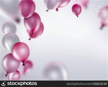 silver and pink balloons on light background
