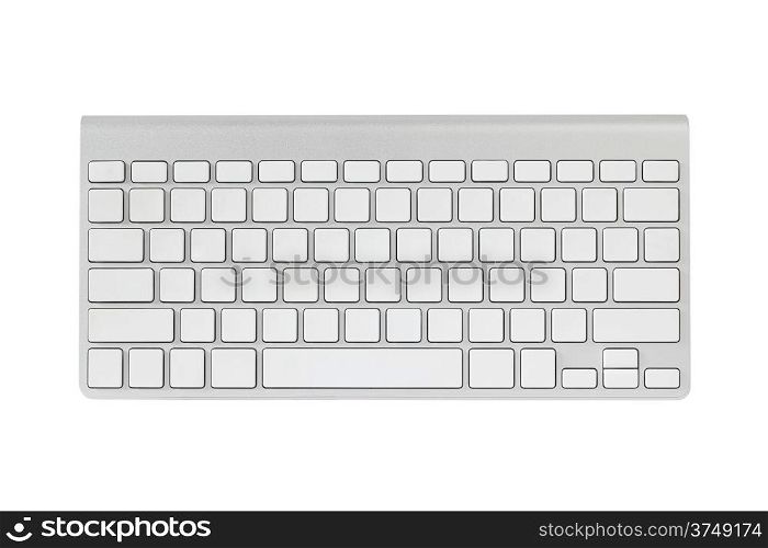 Silver blank keyboard isolated on white background