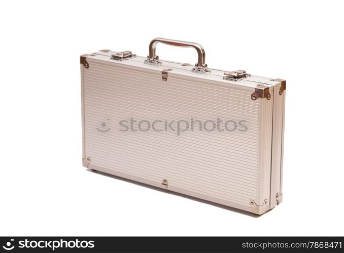 Silver briefcase isolated on white background