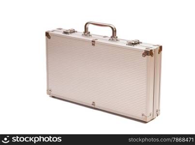 Silver briefcase isolated on white background