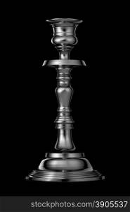 Silver candlestick isolated on black background