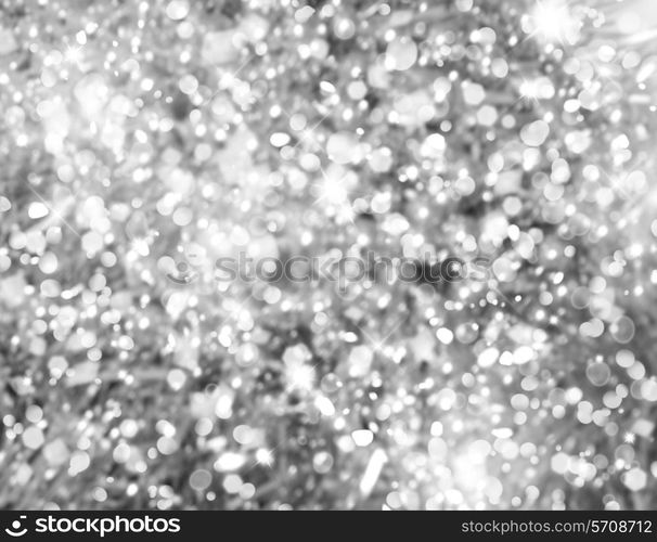 Silver Christmas background with bokeh lights