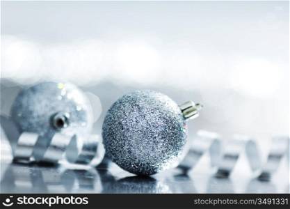 silver christmas ball macro close up