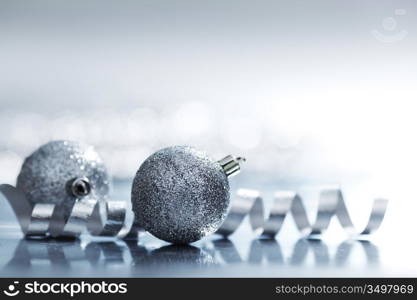 silver christmas ball macro close up