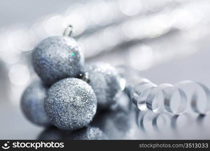 silver christmas ball macro close up