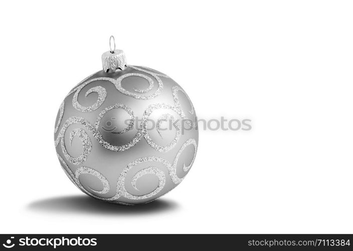 Silver christmas ball on white background